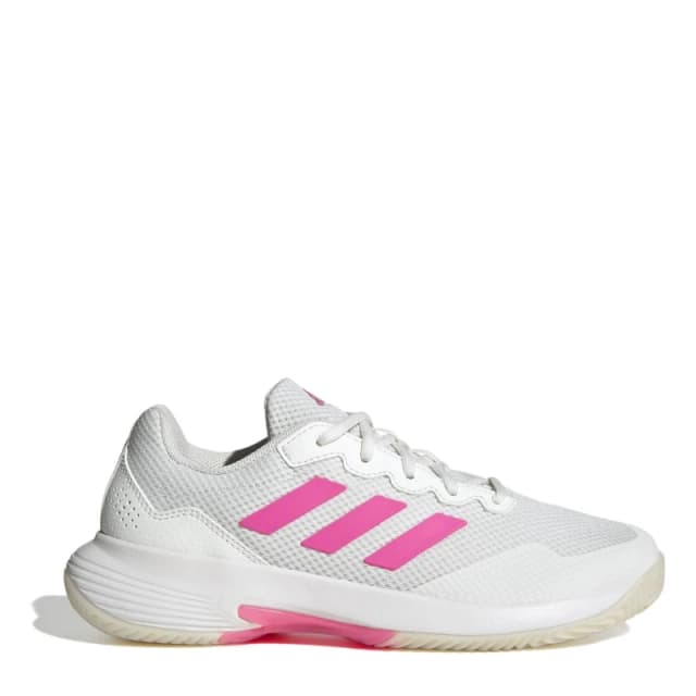 adidas Gamecourt 2.0 Tennis Shoes Womens Wht/Pink/Blk female 4 (36.7)