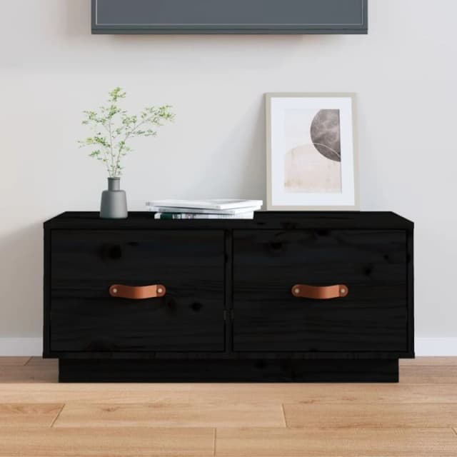 Vidaxl TV Cabinet Black 80X34X35cm Solid Wood Pine, Black 818244