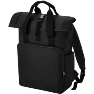 Roll Top Recycled Twin Handle Laptop Backpack (One Size) (Black) - Bagbase