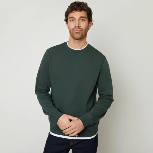 Threadbare Mock T-Shirt Crew Neck Sweatshirt Green