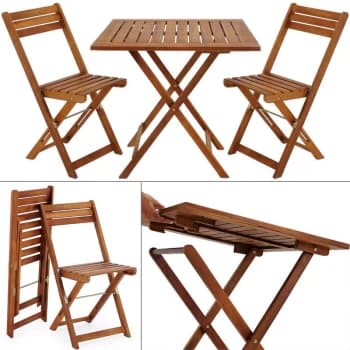 Deuba - Balcony Set 3 Pieces Acacia Wood Brown