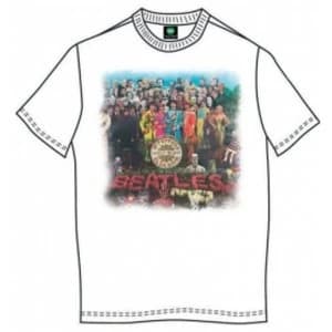 Sgt Pepper Mens White Vintage Print T-Shirt Large