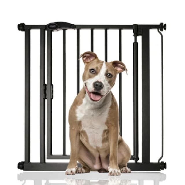 Bettacare Auto Close Pet Gate, 75Cm - 82Cm, Matt Black, Pressure Fit Stair Gate For Dog & Puppy