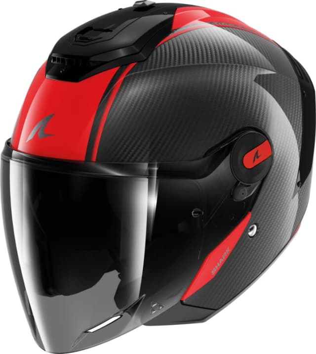 Shark RS Jet Carbon Skin Jet Helmet, black-red, Size L for Men