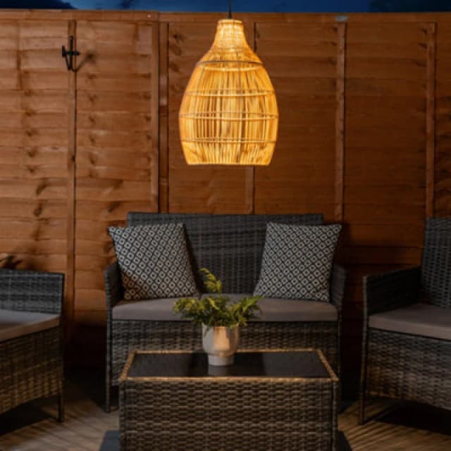 ValueLights ValueLights Natural Teardrop Solar Powered Outdoor Hanging Pendant Garden Pergola Light Natural One Size Unisex 5016529270836