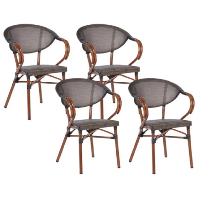 Beliani Set Of 4 Garden Chairs Caspri Ii Metal Grey