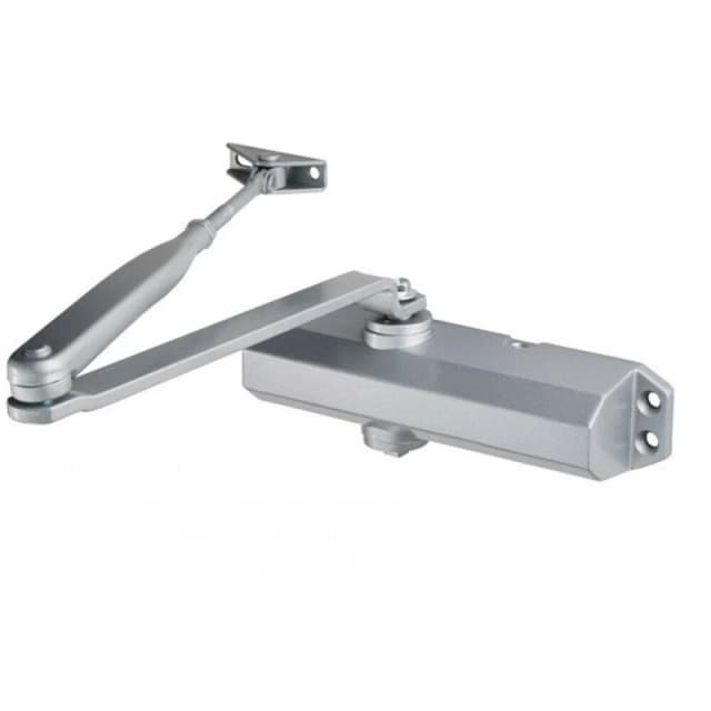 Loops Template Adjustable Overhead Door Closer Upto 80kg Doors Silver Finish Metallics