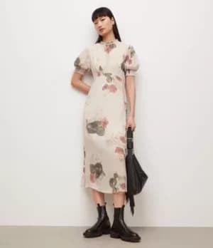 AllSaints Womens Laverna Asago Dress, Ecru White, Size: 10