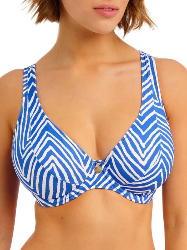 Freya Womens Fiji Falls High Apex Bikini Top in Blue Size: 36FF Blue Female 36FF