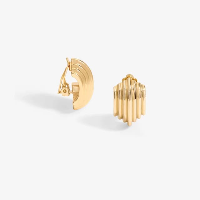 Jon Richard Gold Plated Curved Ridge Clip Earrings Gold