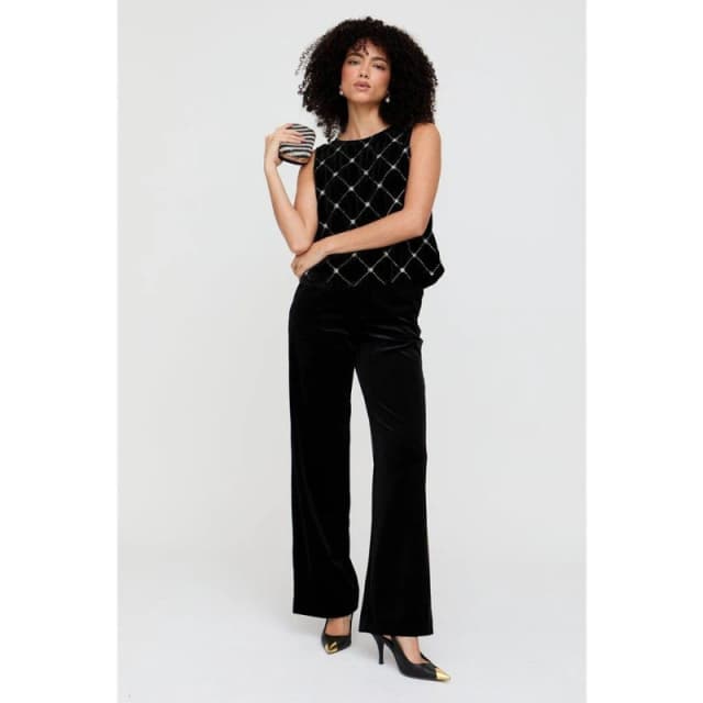 Lily and Lionel Lily and Lionel Valerie Straight Leg Velvet Trouser In Black female 8 (XS)