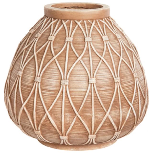 Beliani Flower Vase Domokos Ceramic 38cm Light Brown