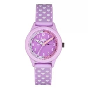 Hype Kids Lilac Watch with Heart Pattern Silicone Strap