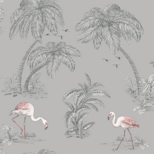 DUTCH WALLCOVERINGS Dutch Wallcoverings - Wallpaper Flamingo Grey 5022976123816