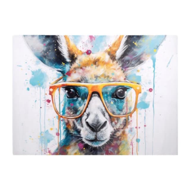 Warren Reed Designer Splashart Kangaroo In Glasses Chopping Board