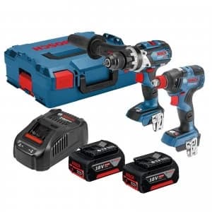 Bosch 18v Brushless Cordless Combi Drill and Impact Driver Wrench 2 x 5ah Li-ion Charger Case