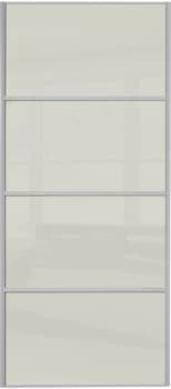 Wickes Sliding Wardrobe Door Silver Framed Four Panel Soft White Glass - 2220 x 914mm