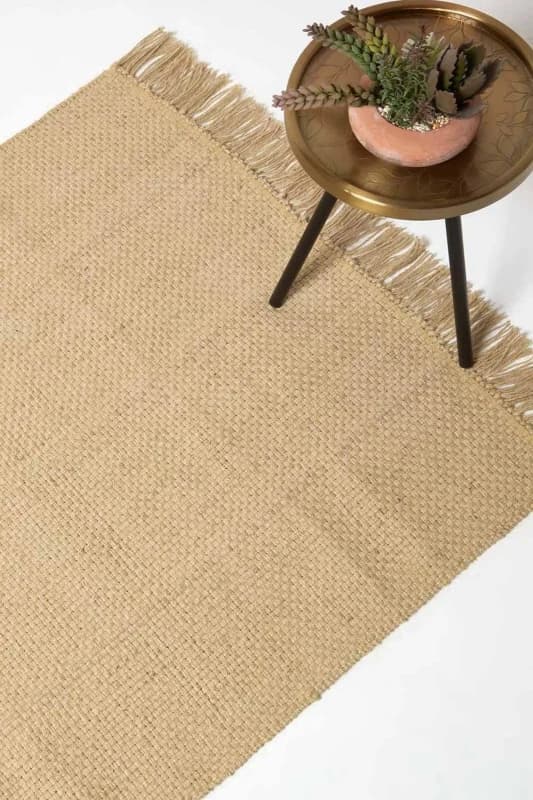 HOMESCAPES Zaphyr Natural Handwoven Jute Rug with Tassels, 120 x 170cm - Homescapes RU1414D