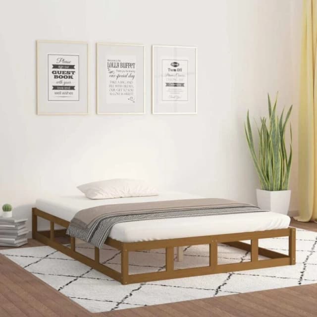 Vidaxl Bed Frame Honey Brown 200X200 Cm Solid Wood, Brown 820819