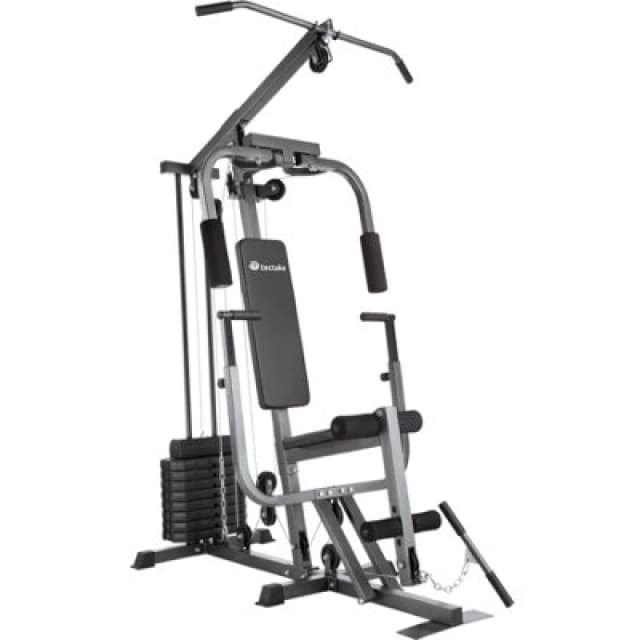 Tectake Multi Gym - With Chest Press, Fly Machine, Leg Extension, Lat Pulldown & More - Black