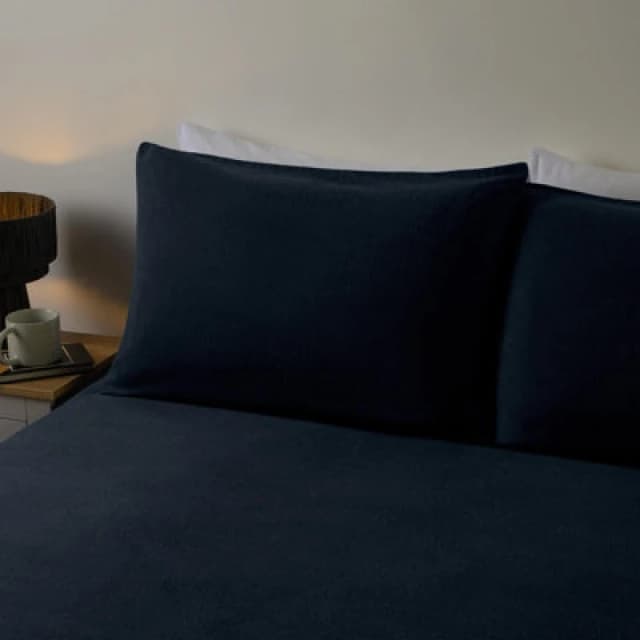 OHS OHS 2 Pack Pillowcase Brushed Cotton Soft Fleece in Dark Navy Size: Standard Pillow Case Dark Navy Standard Pillow Case Unisex 5027434223800