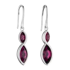 Sterling Silver Twist Navette Earrings With Amethyst Crystal