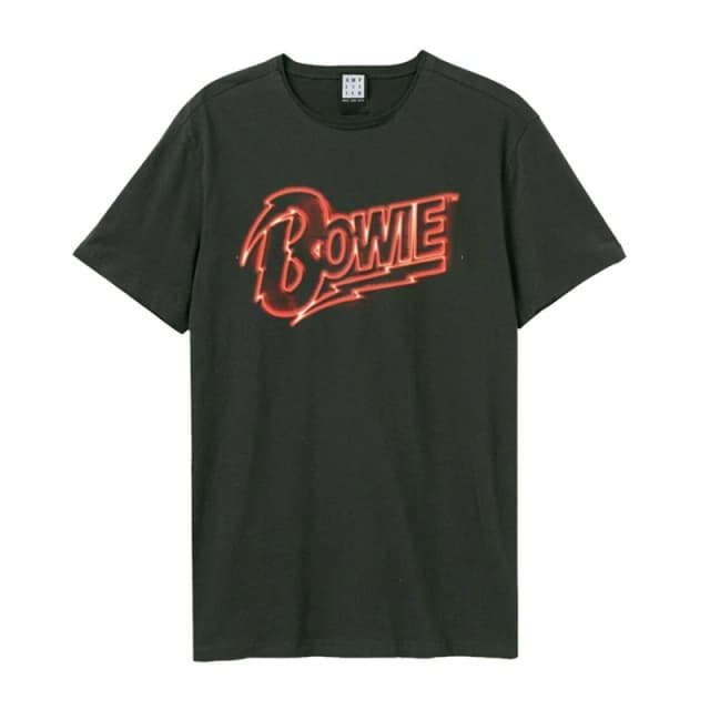 Amplified Amplified Men Neon Sign David Bowie T-Shirt in Charcoal Size: Small Charcoal S Male 5063238001572