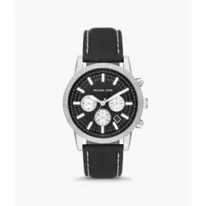 Michael Kors Mens Hutton Chronograph Leather Watch - Black