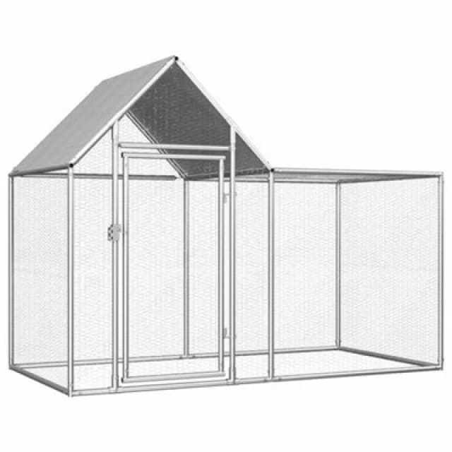 VIDAXL Chicken Coop 2x1x1.5 m Galvanised Steel Vidaxl 8718475738336
