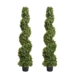 Greenbrokers Artificial Spiral Boxwood Premium Topiary Tree 120Cm/4ft(set Of 2)