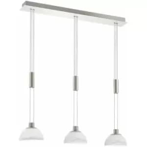 Pendant Light Colour Satin Nickel Shade White Glass Alabaster Bulb LED 3x6W
