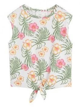 Mango Girls Floral Tie Waist Tshirt - Multi