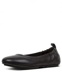 FitFlop Allegro Leather Flat Ballerina Pump Shoes - Black, Size 3, Women