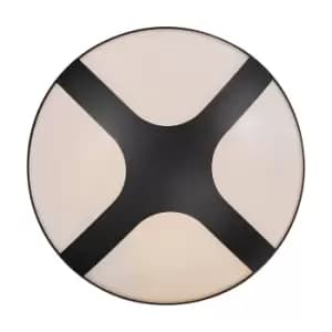 Cross 25cm Outdoor Decorative Flush Black, E27, IP54