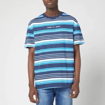 Tommy Jeans Mens Multistripe Layout T-Shirt - Twilight Navy/Multi - L