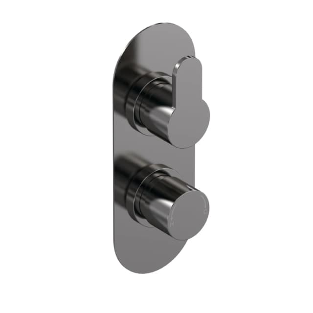 Balterley Pride Round Concealed Twin Thermostatic Shower Valve 1 Outlet, Pewter in Silver Silver Unisex