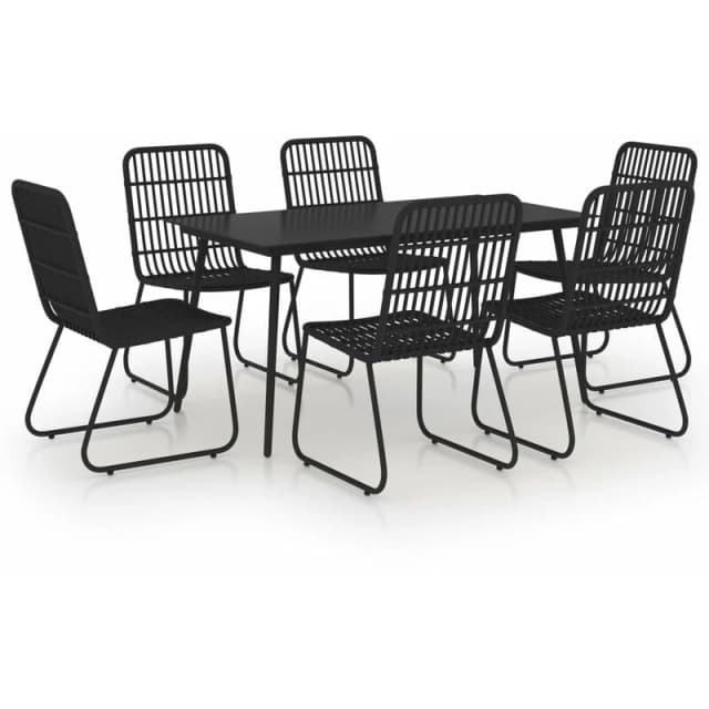 VIDAXL 7 Piece Outdoor Dining Set Poly Rattan and Glass Vidaxl 8720286241684