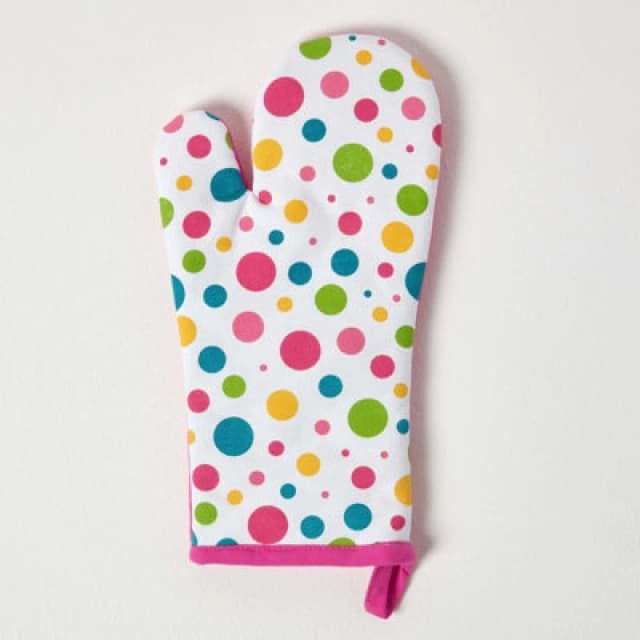 Homescapes Multi Colour Polka Dot Cotton Oven Glove Multi unisex