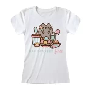 Pusheen - Eat Dessert First Womens Small T-Shirt - White