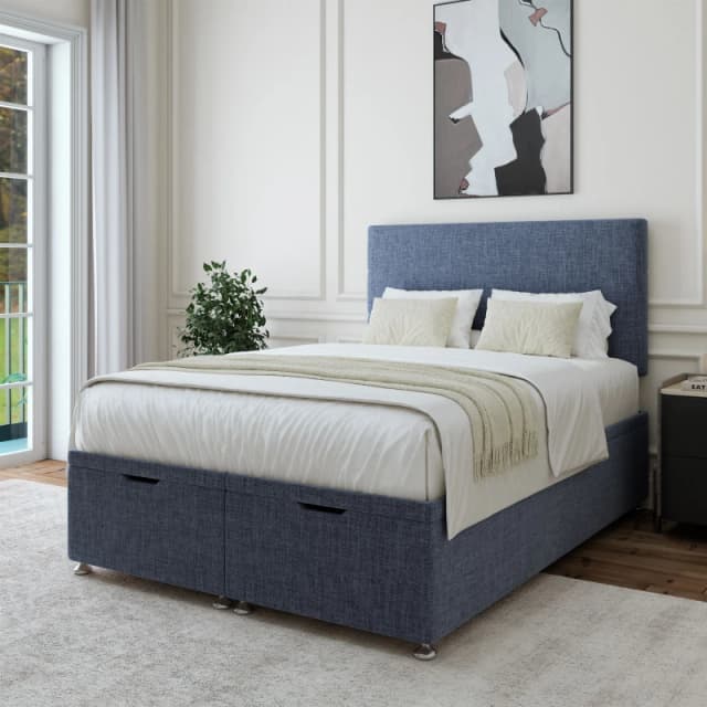 Bedmaster Bedmaster Linen Ottoman Divan Base And Plain Headboard in Midnight Size: Super King Midnight Super King Unisex 7867869937549