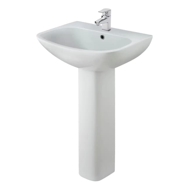 Balterley Soft Square 1 Tap Hole Basin Full Pedestal 545mm White