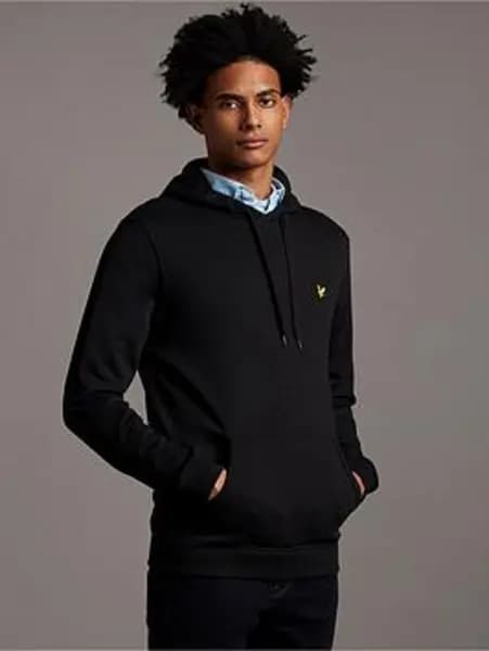 Lyle & Scott Pullover Hoodie - Black, Size S, Men Black QKNX6 Male S