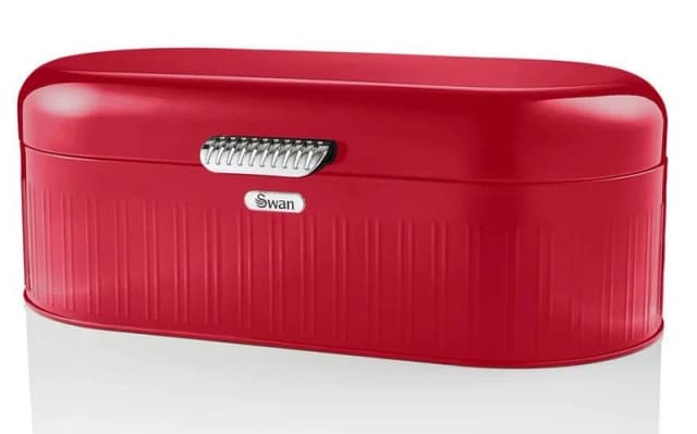 Swan Red Retro Bread Bin