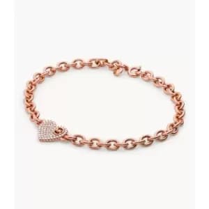 Michael Kors Womens 14K -Plated Sterling Silver Pav Heart Line Bracelet - Rose Gold