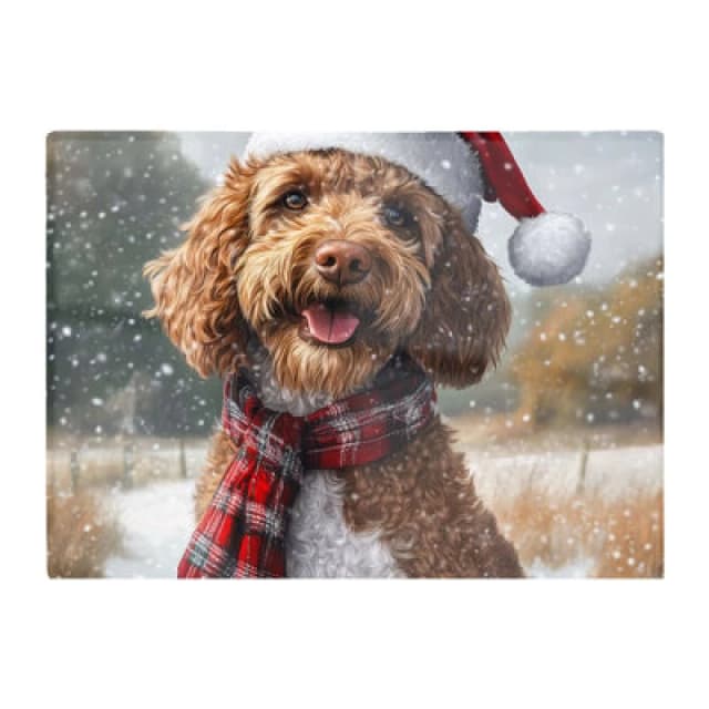 Warren Reed Designer Snowy Christmas Labradoodle Glass Chopping Board