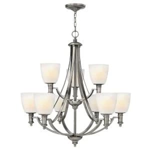 9 Light Multi Arm Chandelier Antique Nickel Finish, E27
