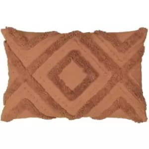 Furn Orson Geometric Tufted 100% Cotton Cushion Cover, Brick, 30 x 50 Cm