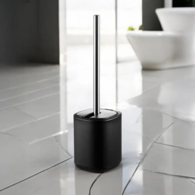 Showerdrape Showerdrape Echo Black Steel Toilet Brush & Holder Black
