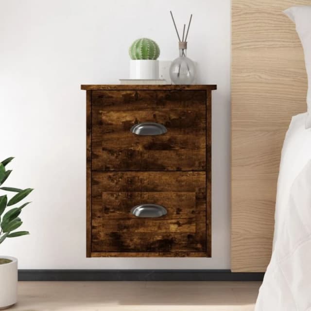 VIDAXL Wall-mounted Bedside Cabinet Smoked Oak 41.5x36x53cm vidaXL 8720845792923
