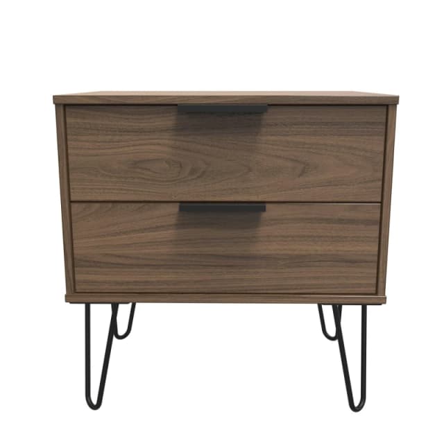 Ready Assembled 2 U Fuji 2 Drawer Side Table (Ready Assembled) in Walnut Walnut Unisex